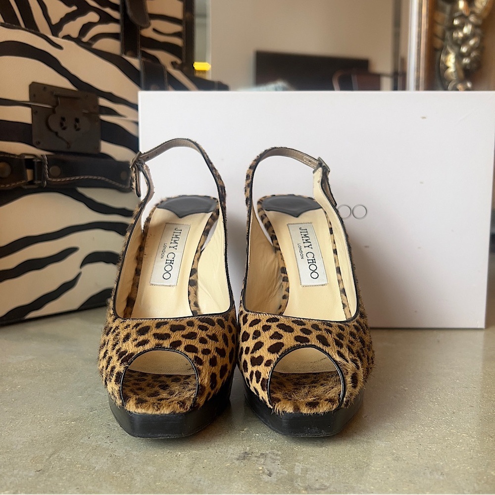 Jimmy Choo Peep Toe Sling Back Heels Size 36.5 - Picture 3 of 10